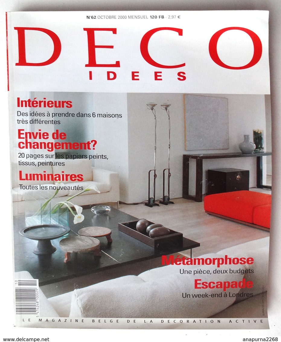 DECO IDEES N° 62.. 2000...OCTOBRE.... MAGAZINE BELGE DE LA DÉCORATION.......... - Home Decoration