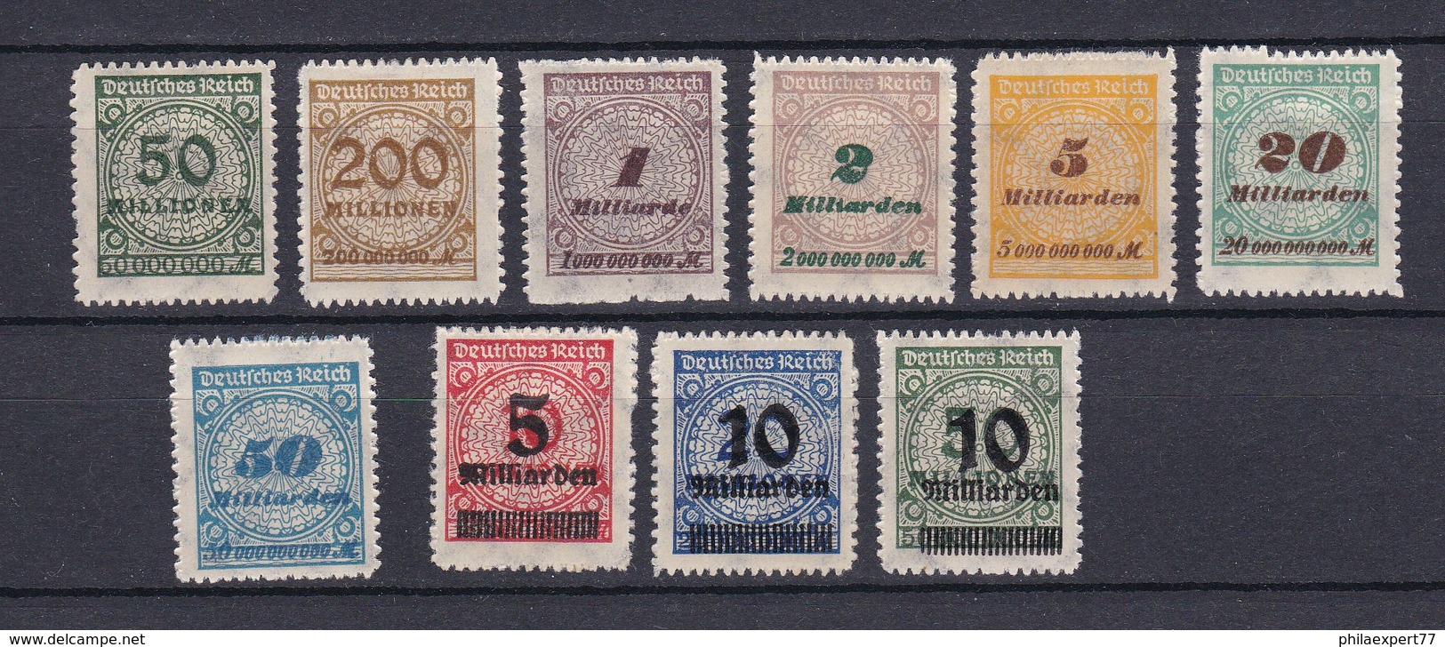 Deutsches Reich - 1923 - Michel Nr. 321/330 B +334/336 B - Ungebr./Postfrisch - 35 Euro - Ungebraucht