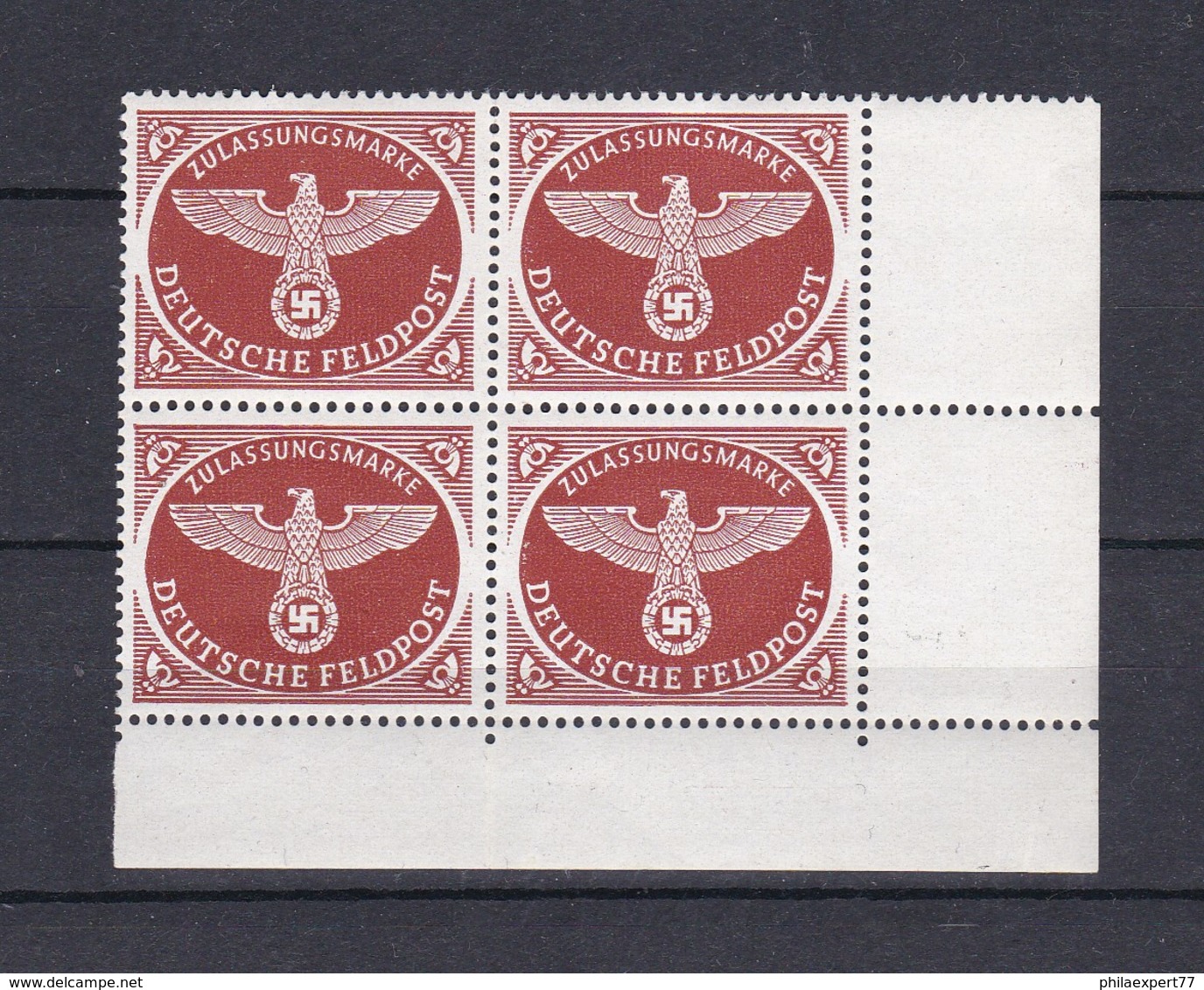 Deutsches Reich - Feldpostmarken -  1942/43 - Michel Nr. 2 A - Eckrandviererblock - Postfrisch - Neufs