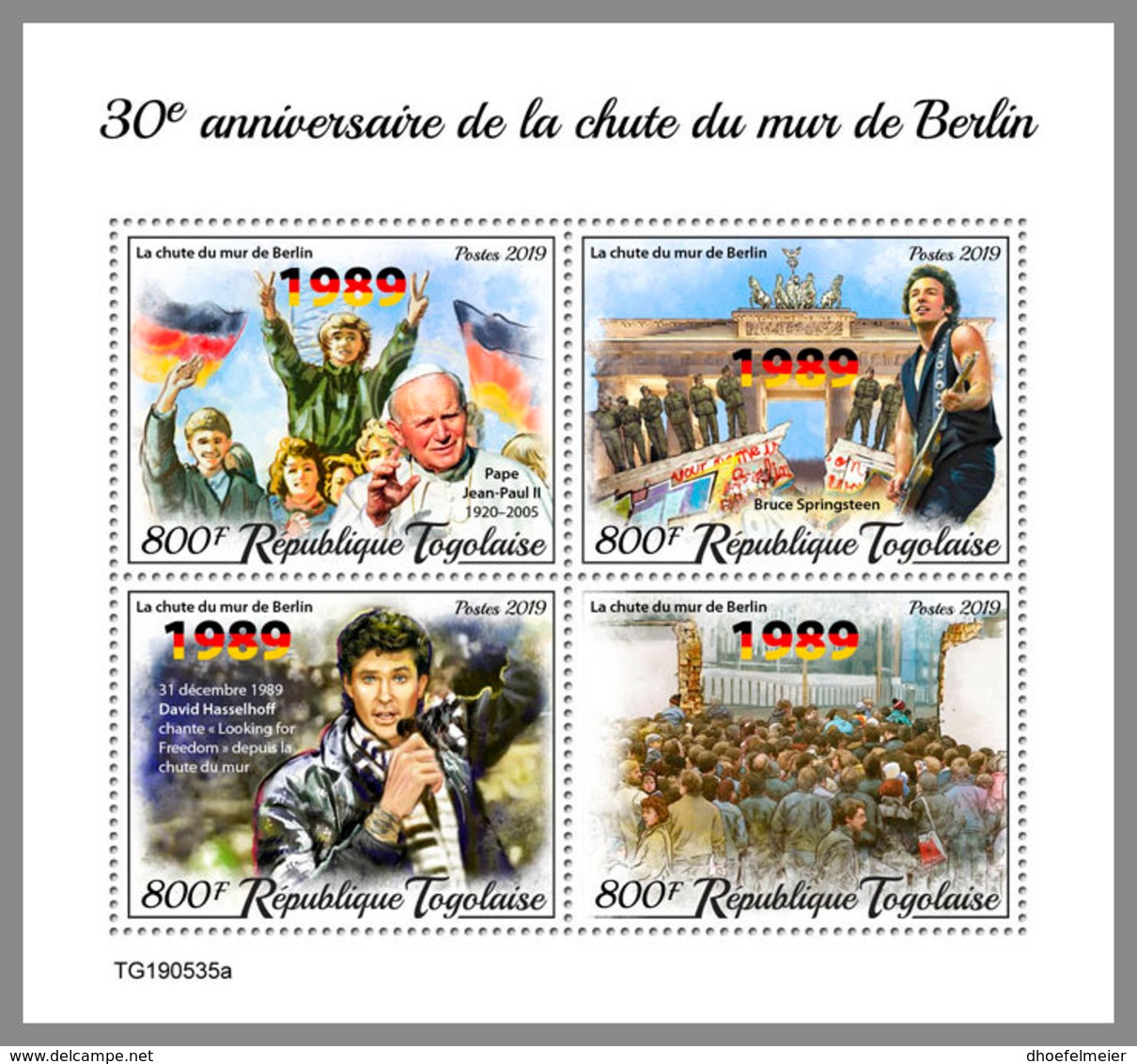 TOGO 2019 MNH 30 Years Fall Of Berlin Wall Fall Berliner Mauer Mur De Berlin M/S - OFFICIAL ISSUE - DH2002 - Otros & Sin Clasificación