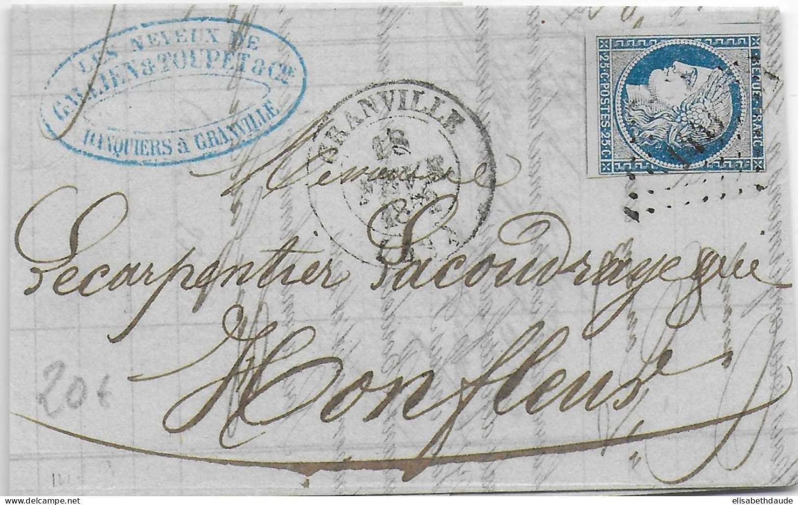 MANCHE - 1852 - LETTRE De GRANVILLE Avec T14 + PC 1441 Sur CERES ! - 1849-1850 Ceres