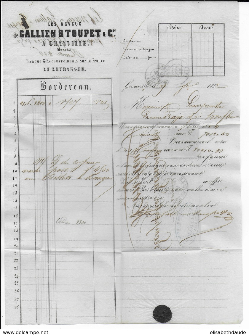 MANCHE - 1852 - LETTRE De GRANVILLE Avec T14 + PC 1441 Sur CERES ! - 1849-1850 Cérès