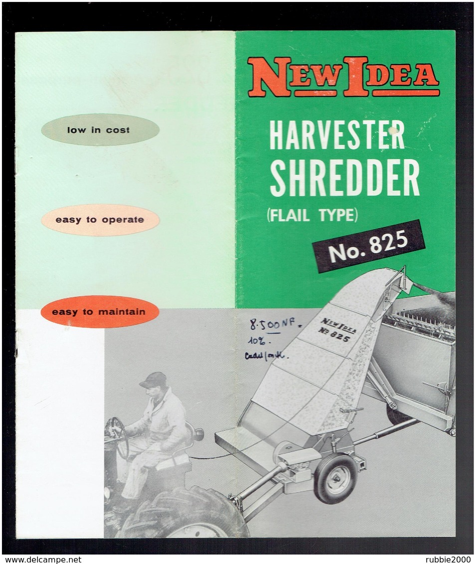 LOT 2 DOCUMENTS NEW IDEA FARM EQUIPMENT COMPANY COLDWATER OHIO HAY CONDITIONER HARVESTER SHREDDER - Tracteurs