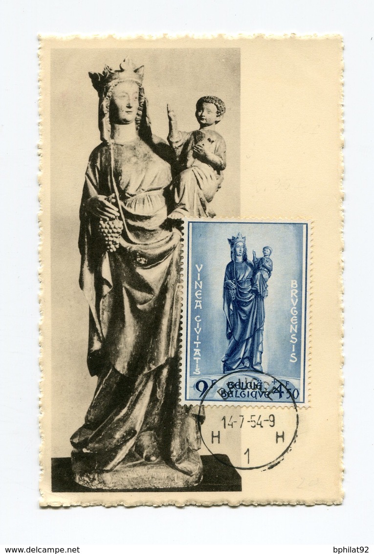 !!! PRIX FIXE : BELGIQUE, CARTE MAXIMUM VIERGE A L'ENFANT CACHET DE BRUGES DU 14/7/1954 - 1951-1960