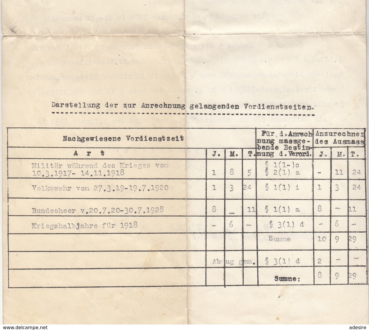 Schreiben Der Post An Den Amtsgehilfen 1929 Mit Anrechnung Der Vordienstzeiten, Dokument Gefaltet - Historische Dokumente