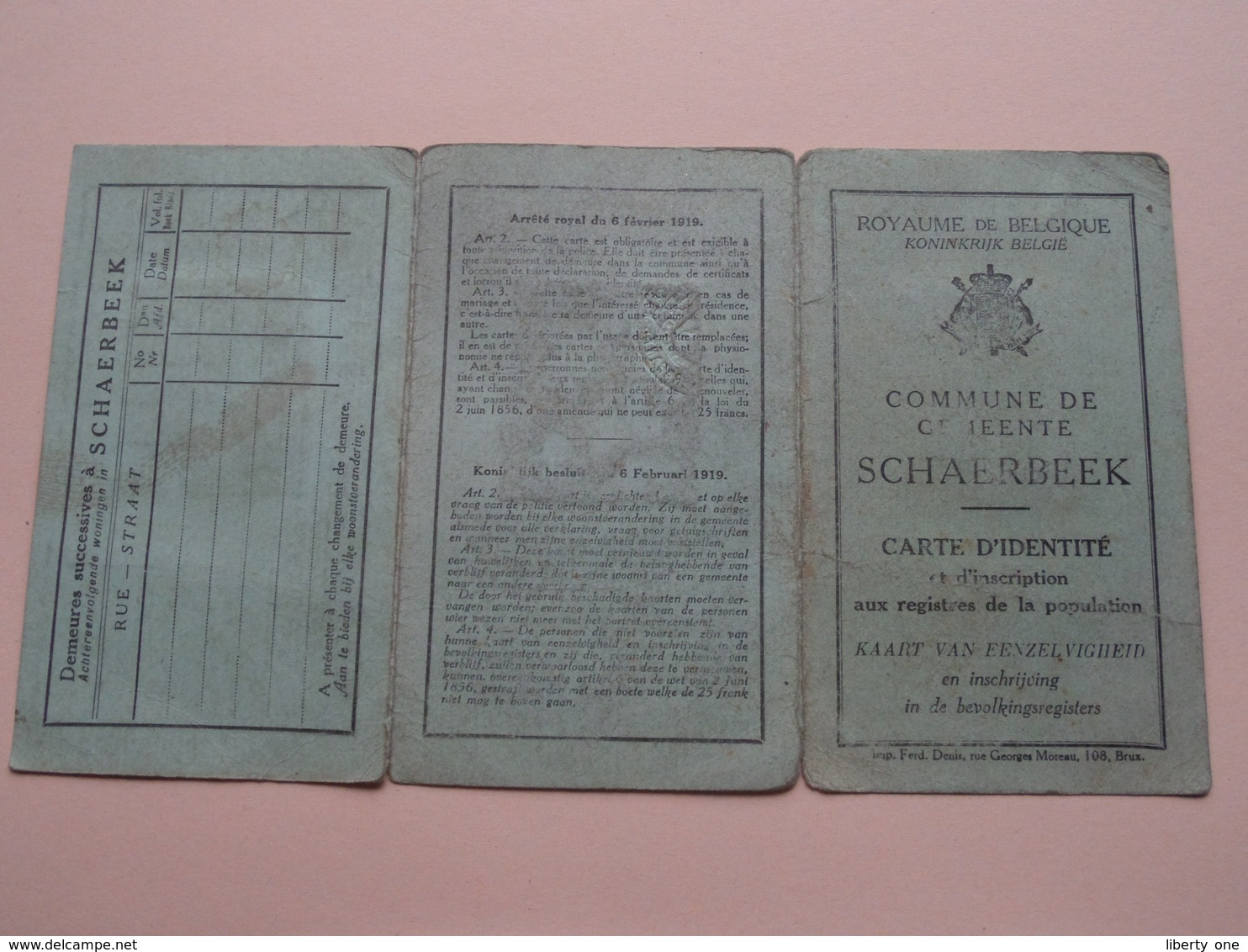 Carte Identité Belgique ( DEKEUWER Charles - Wijtschaete 8 Oct 1890 ) Anno 1919 - Gemeente SCHAERBEEK N° 25411 ! - Non Classés