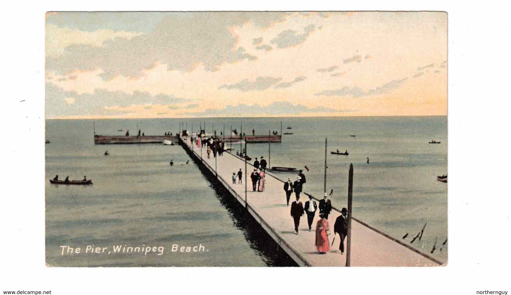 WINNIPEG BEACH, Manitoba, Canada, The Pier, Old Pre-1920 Postcard - Andere & Zonder Classificatie
