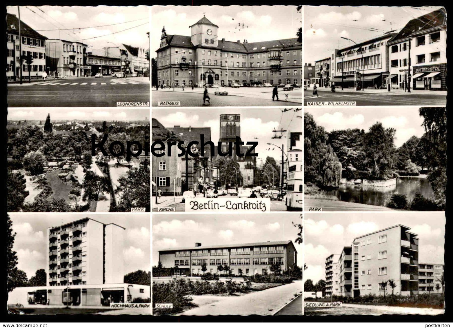 ÄLTERE POSTKARTE BERLIN-LANKWITZ SCHULE HOCHHAUS SIEDLUNG AM PARK LEONORENSTRASSE KAISER WILHELM-STRASSE - Lankwitz