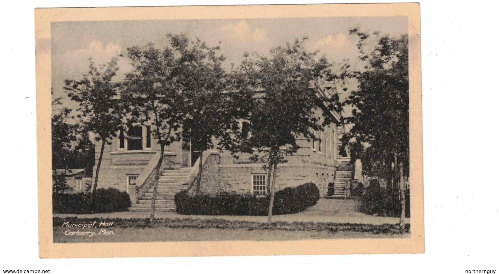CARBERRY, Manitoba, Canada, Municipal Hall, Old WB Helioytype Postcard - Autres & Non Classés