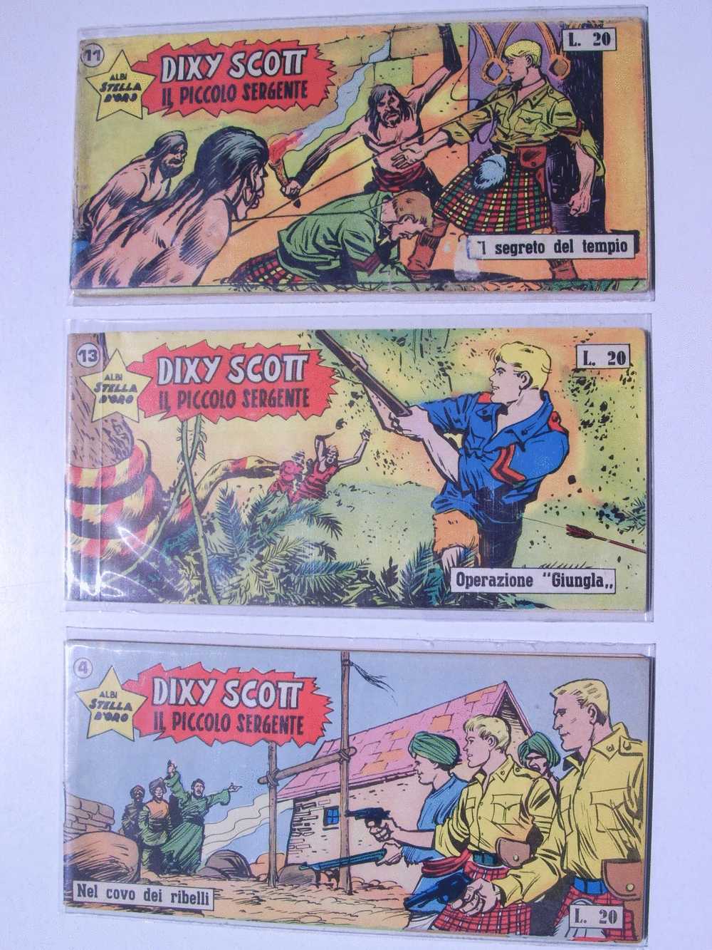 LOTTO 3 STRISCE ORIGINALI DIXY SCOTT IL PICCOLO SERGENTE - ALBI STELLA D'ORO - Comics 1930-50