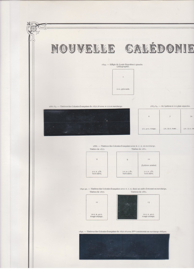 NOUVELLE CALEDONIE 92 Feuilles Yvert Et Tellier Préimprimées Avec Pochettes Collées  - Années 1859 à 1995 - Pré-Imprimés