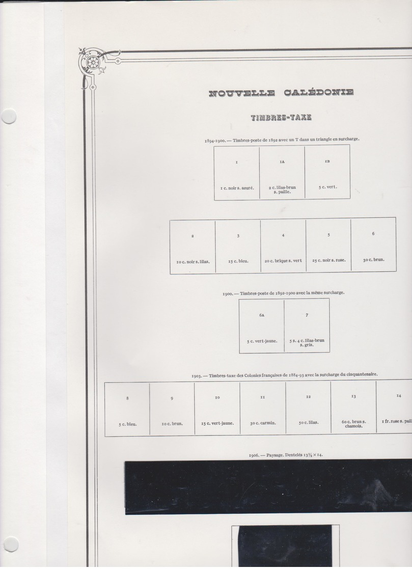 NOUVELLE CALEDONIE 92 feuilles Yvert et Tellier préimprimées avec pochettes collées  - années 1859 à 1995