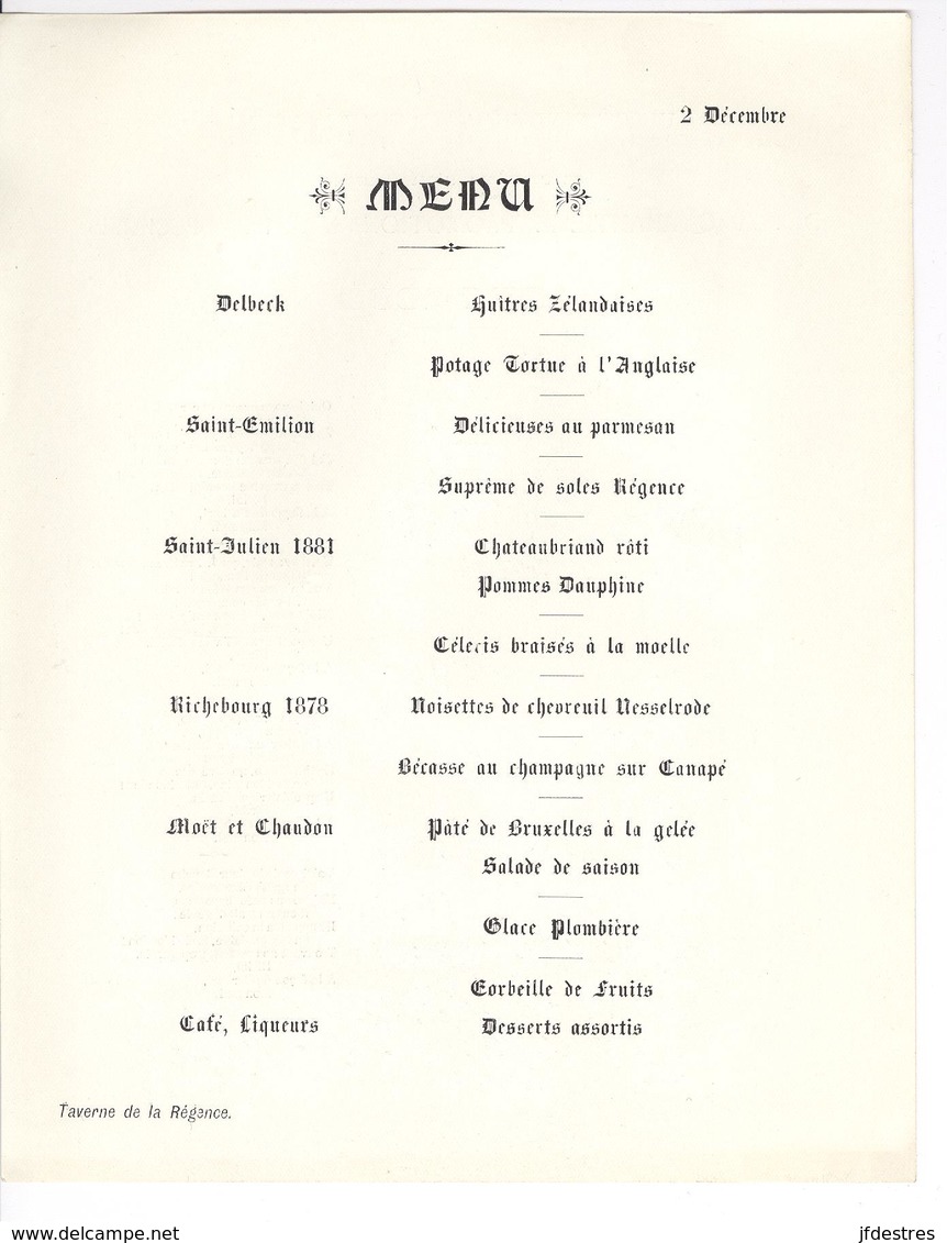 Menu Banquet 25ème Anniversaire 40ème Promotion école Militaire 1874-1899 Grand Hôtel De Bruxelles - Menus