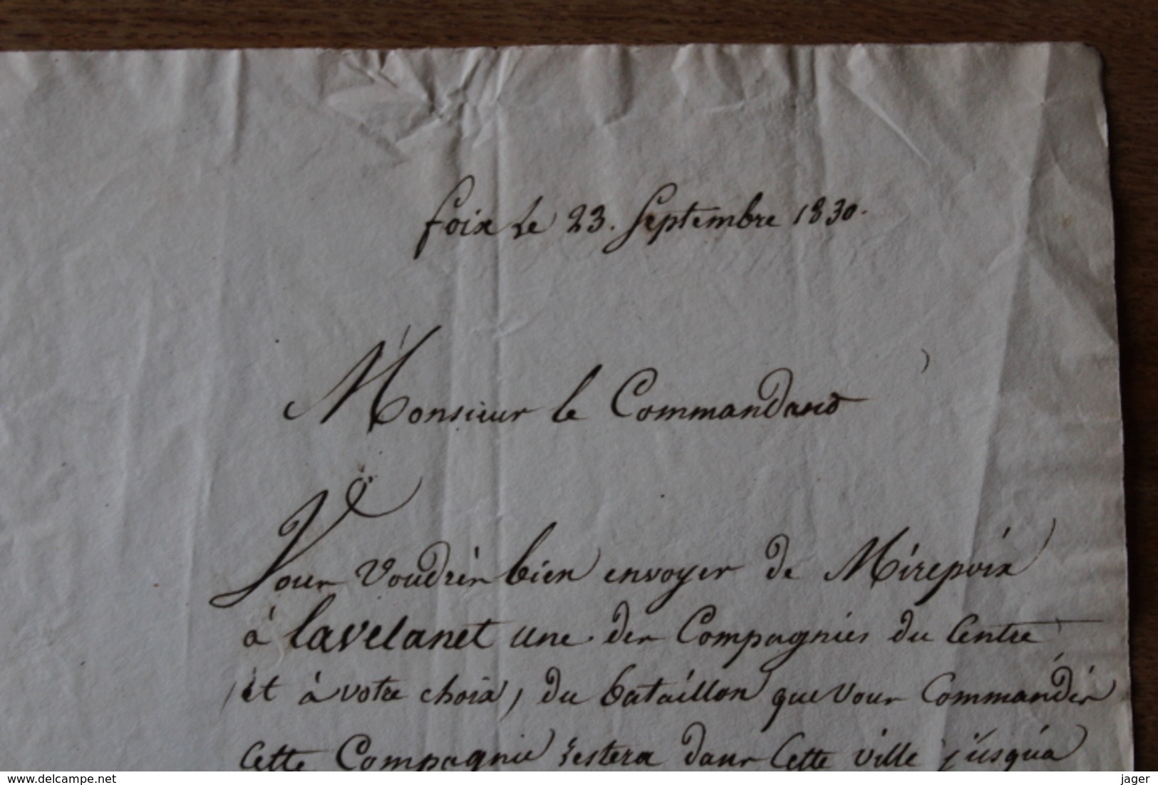 Lettre Autographe Général Laffite   Général Commandant Le Département De L'Ariège  1830 - Documenti Storici