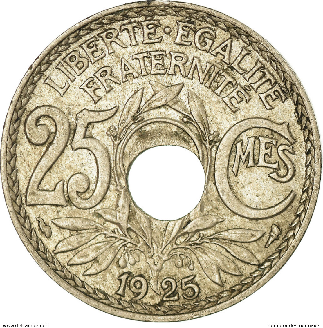 Monnaie, France, Lindauer, 25 Centimes, 1925, Trou Décentré, TTB+ - Variétés Et Curiosités