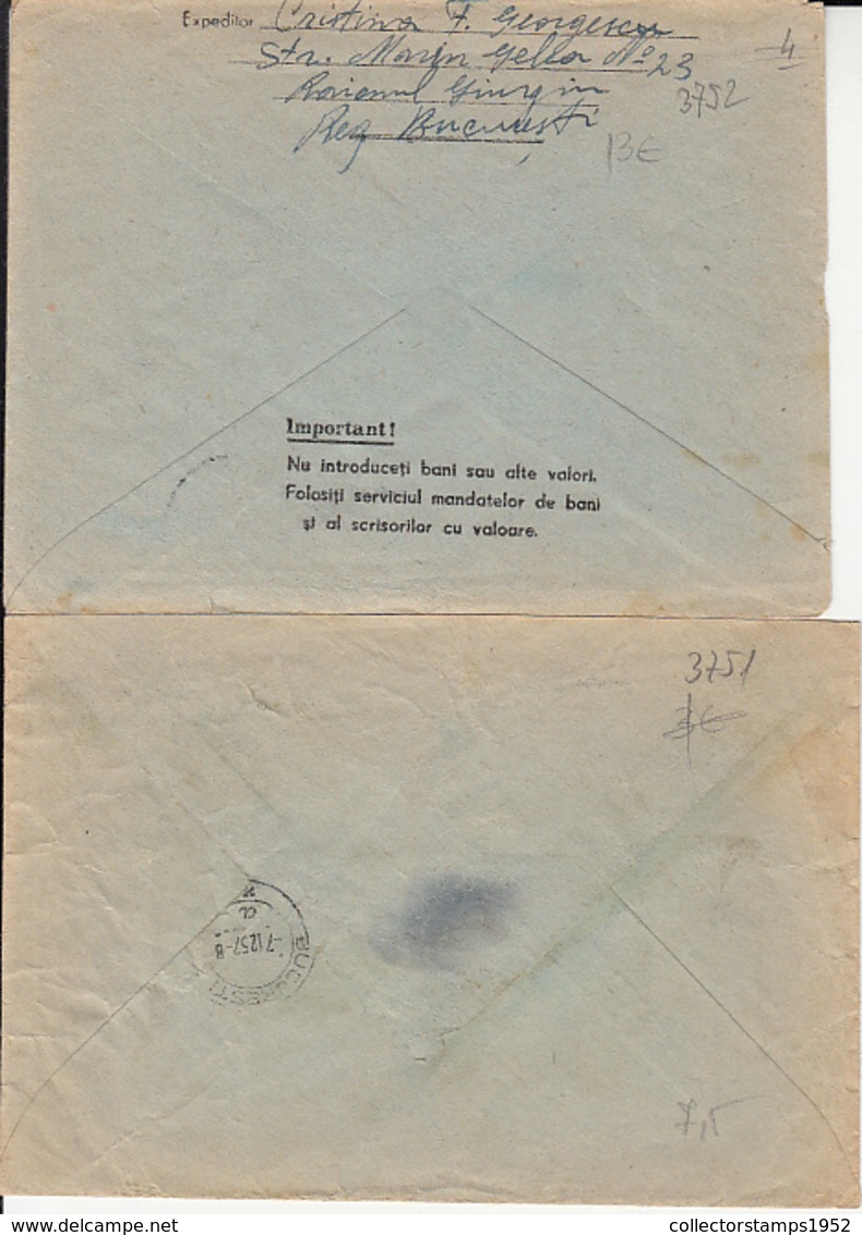 84210- DAM, WATER POWER  PLANT, ENERGY, SCIENCE, COVER STATIONERY, 2X, 1957-1958, ROMANIA - Postal Stationery