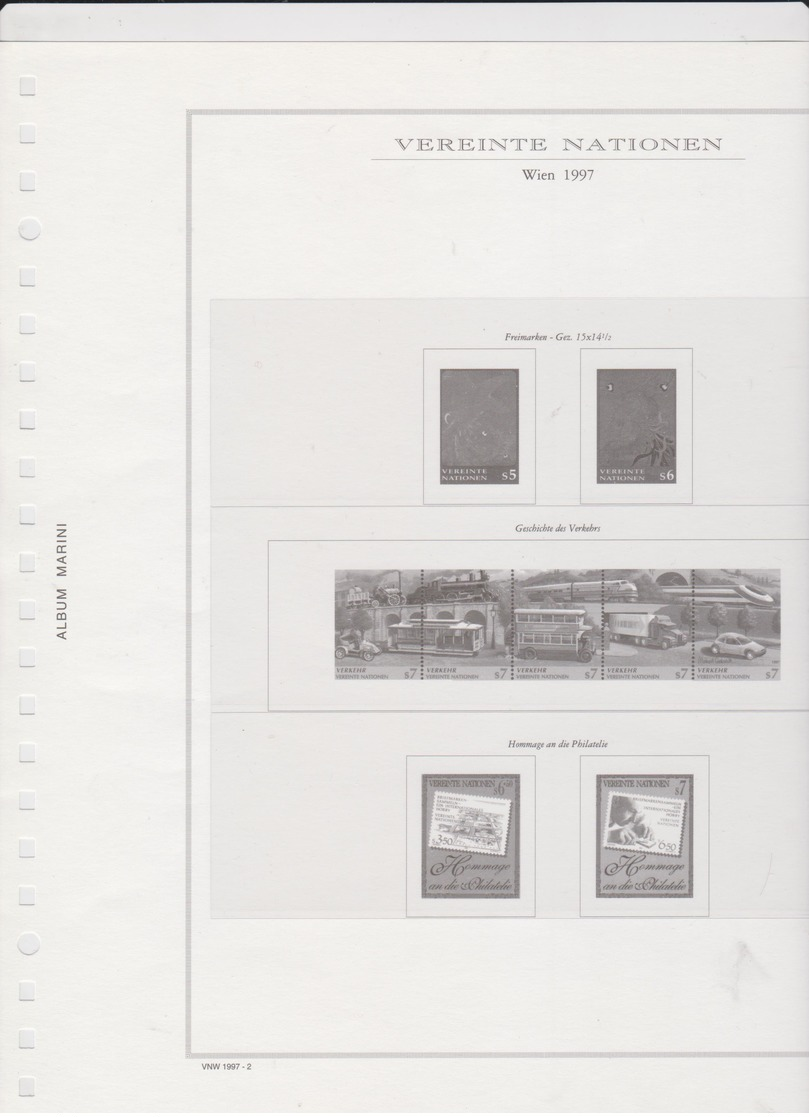 ONU VIENNE 22 Feuilles Préimprimées à Bandes Yvert Et Tellier  MARINI  22 Anneaux - Années De 1990 à 1997 - Für Klemmbinder