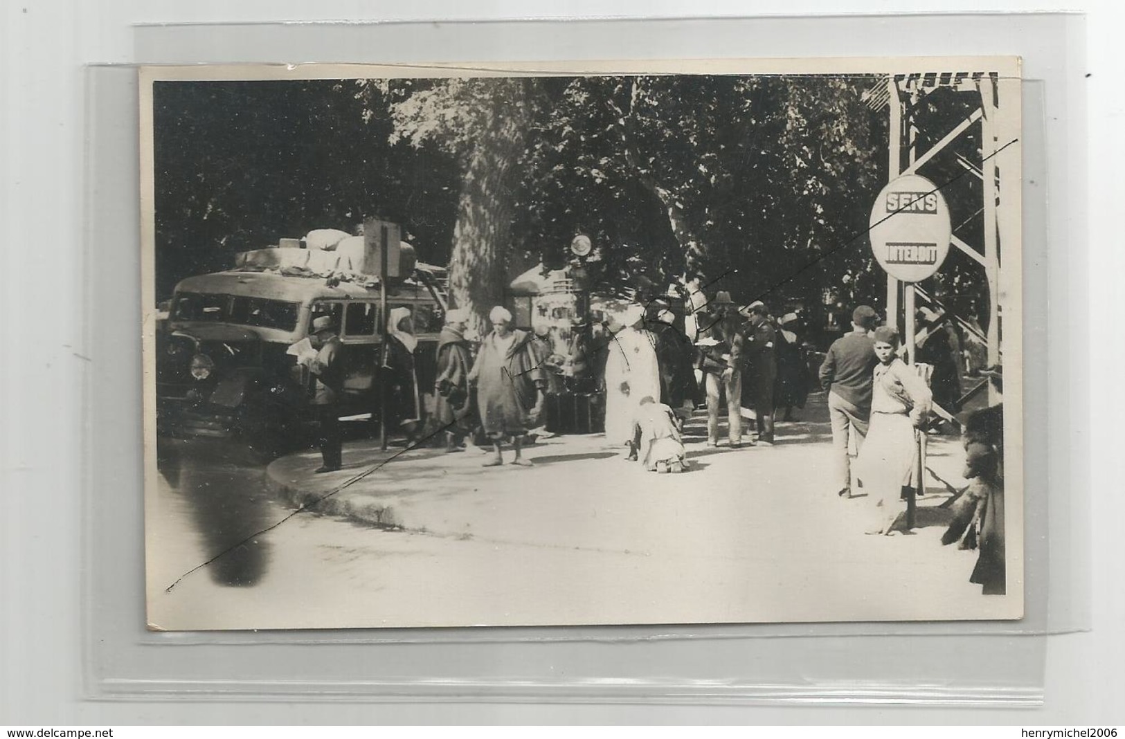 Algérie Tlemcen Carte Photo Arret Du Car Autocar Bus  D'oran  Mai 1935 - Tlemcen