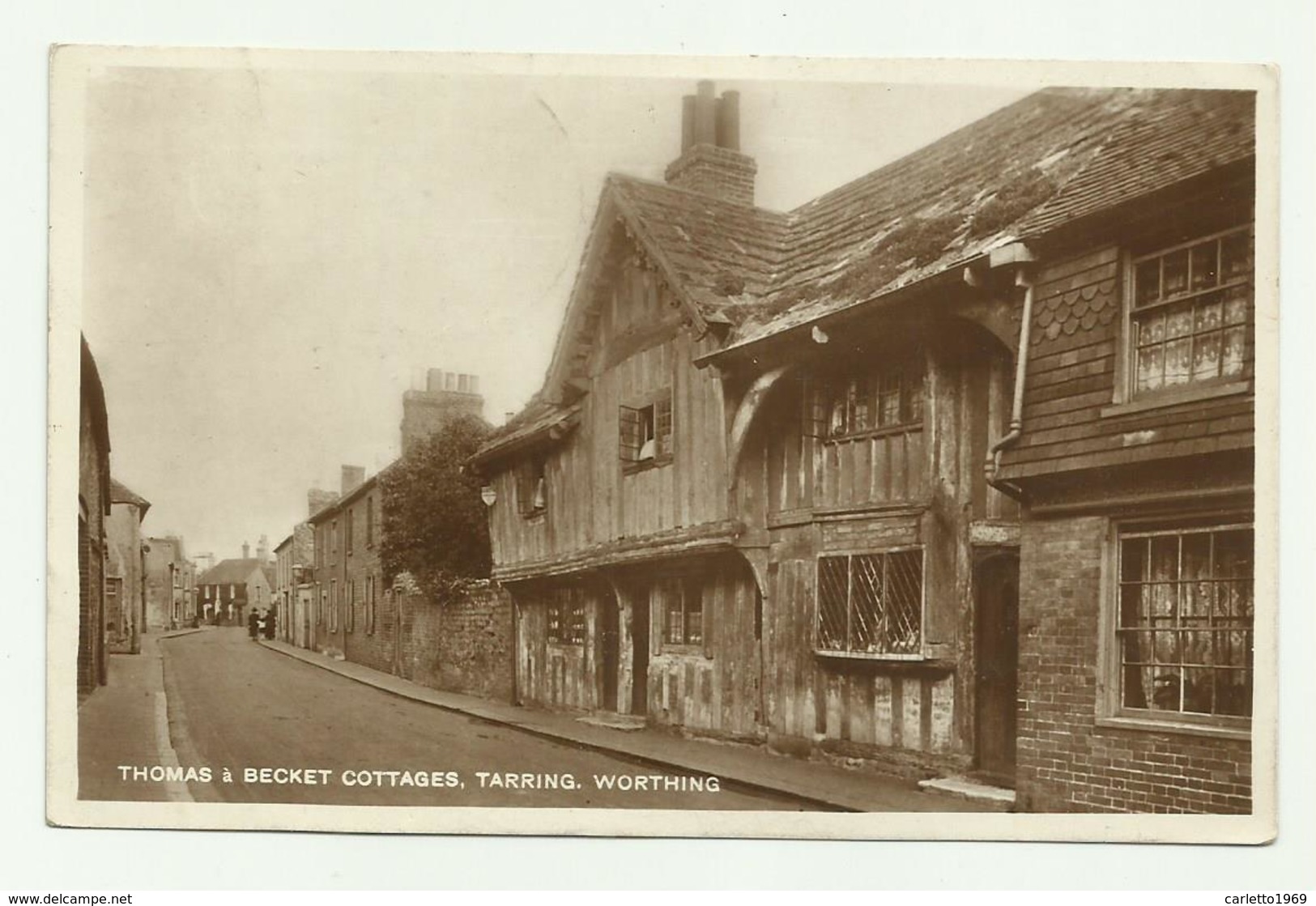 THOMAS A BECKET COTTAGES, TARRING, WORTHING 1929  VIAGGIATA   FP - Worthing