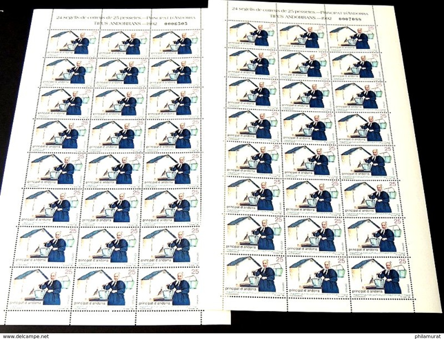 Andorre espagnol 1978/1991 : 2600 timbres ** en feuilles ou blocs COTE 2000 €