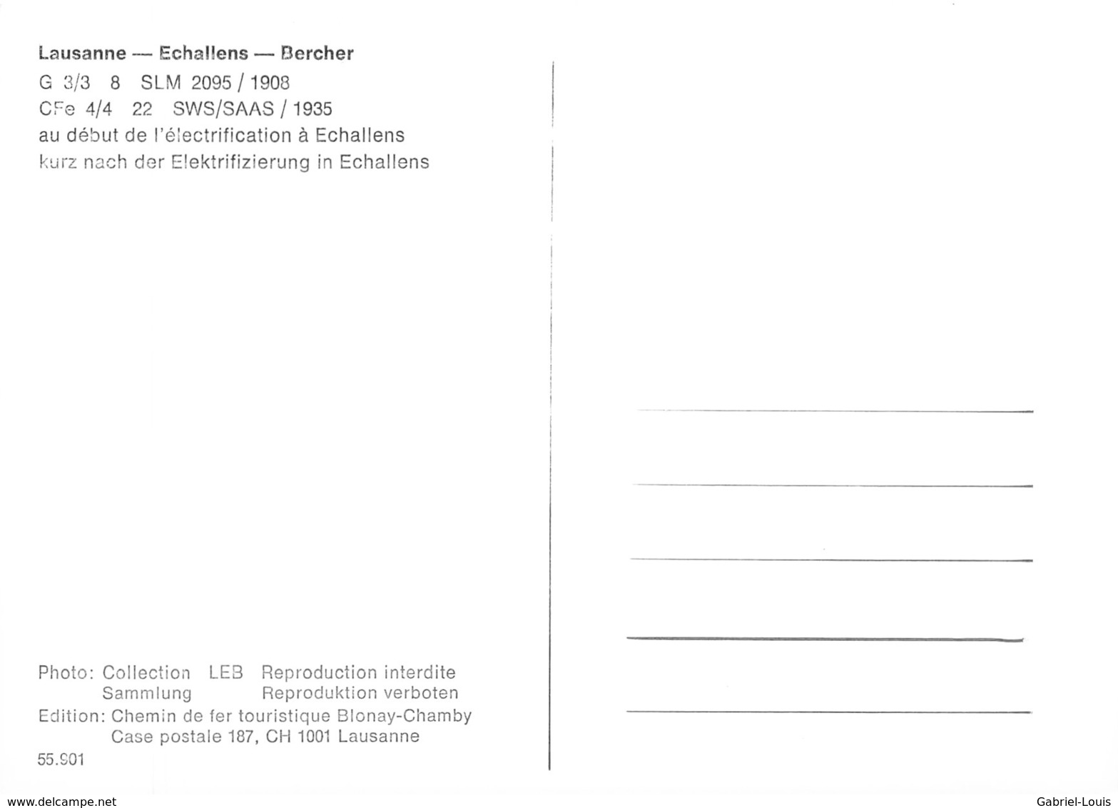 Reproduction: Lausanne - Echallens - Bercher - Au Début De L'éléctrification à Echallens  (15 X 10 Cm) - Bercher