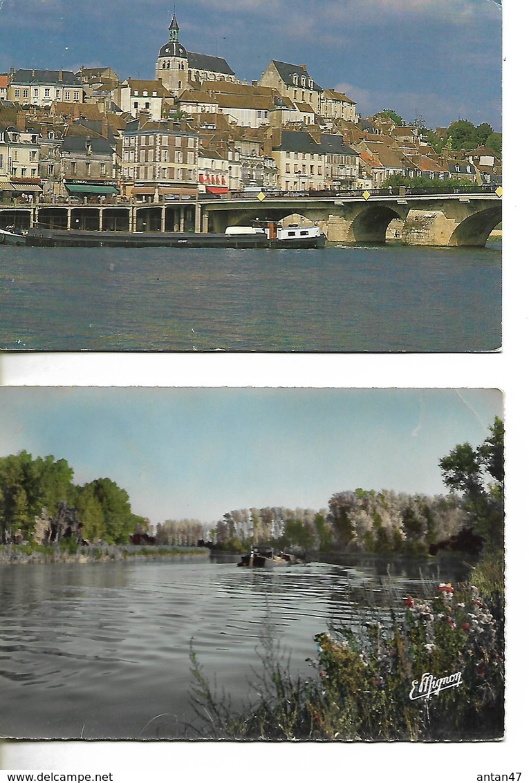 2 Cartes / 89 JOIGNY THEMES , Péniches Sur L'Yonne - Joigny