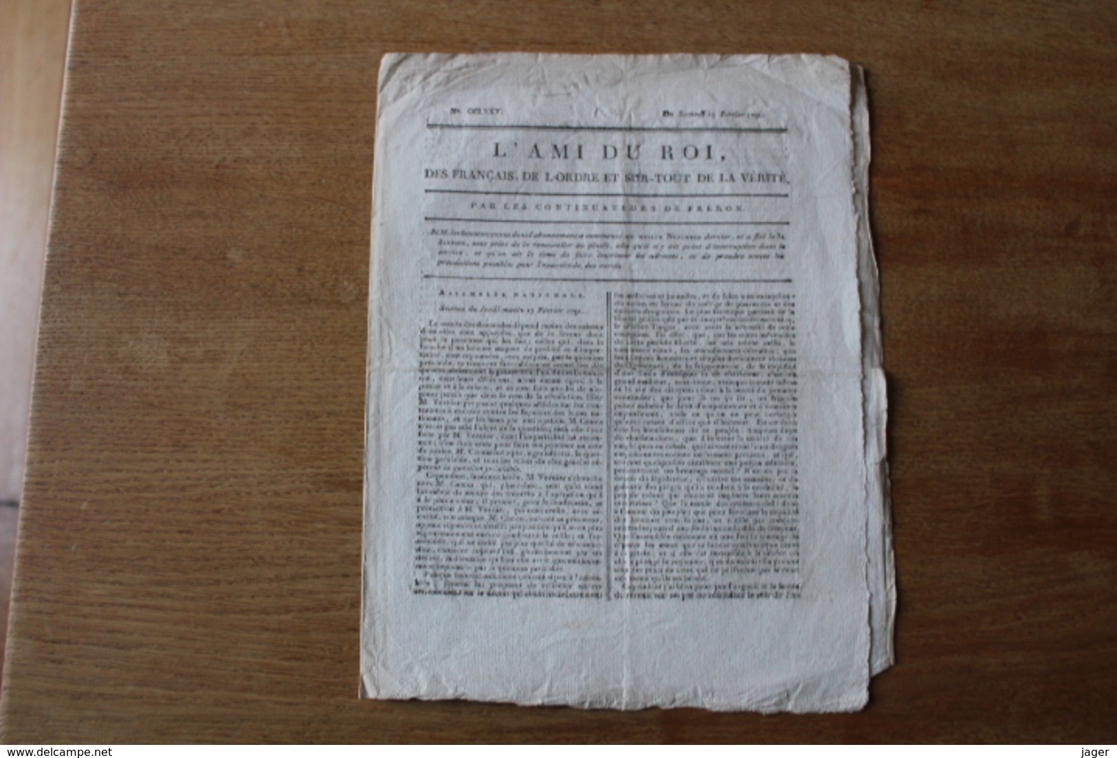 1791   L'Ami Du Roi  Des Français, De L'Ordre Et Sur Tout De La Vérité.  Journal - Historical Documents
