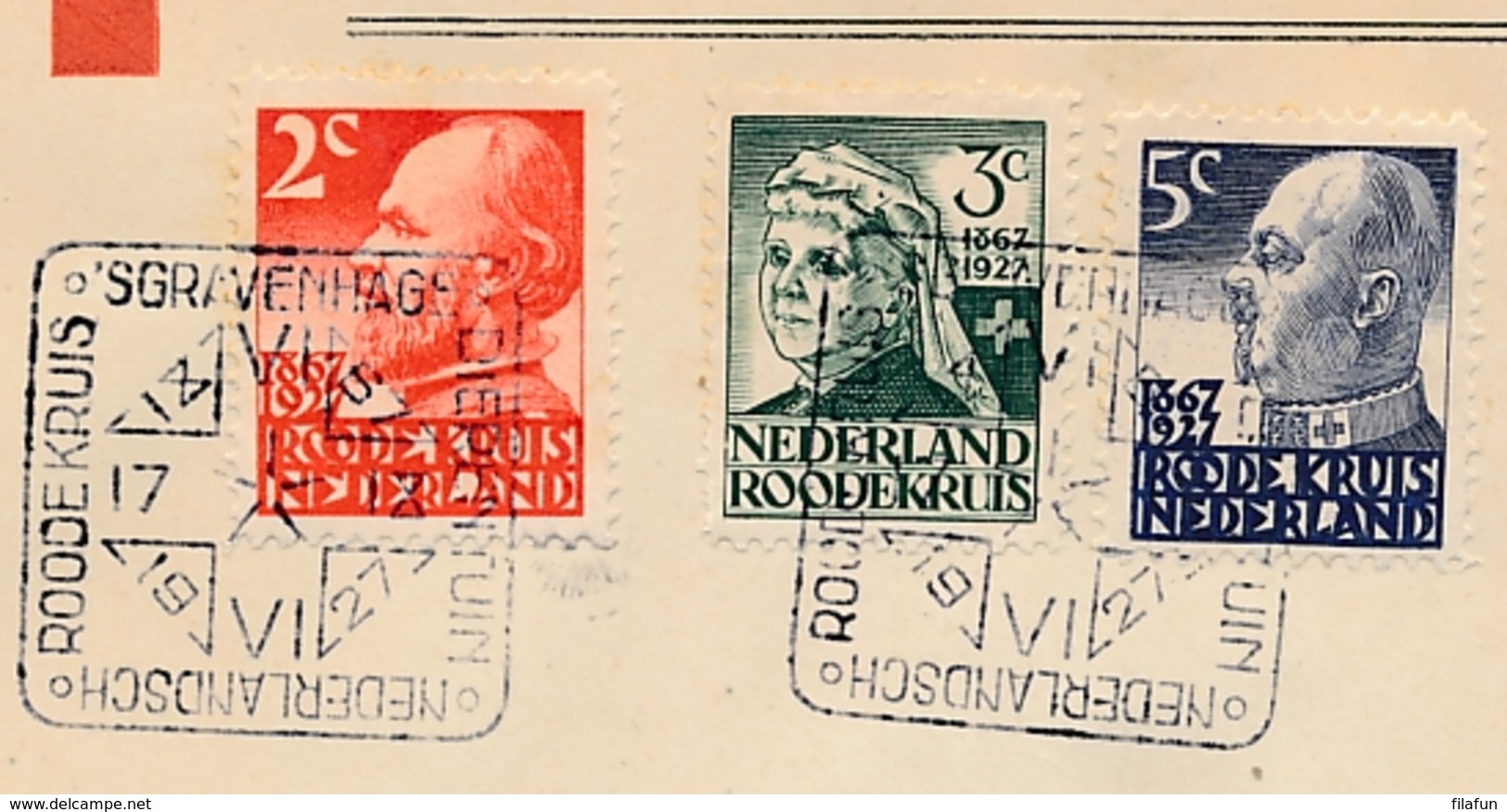 Nederland - 1927 - Red Cross - Rode Kruis Serie Met Dierentuinstempel (deels 1e Dag / FDC) Op Cover - Niet Gelopen - Lettres & Documents