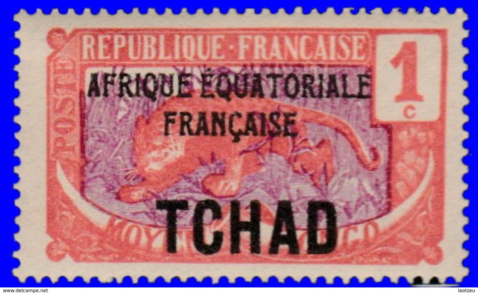 Tchad 1924. ~  YT 19** - 1 C. Panthère Surchargé - Unused Stamps
