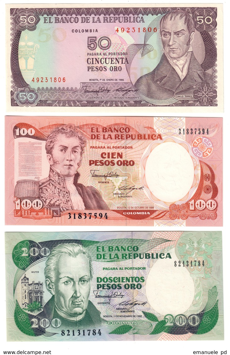 Colombia Lot 3 Banknotes UNC .CV. - Colombia