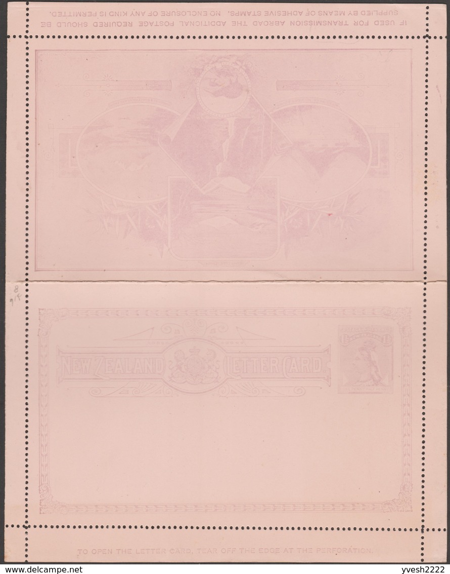 Nouvelle-Zélande 1895. 7 entiers postaux, cartes-lettres, montagnes et kiwis