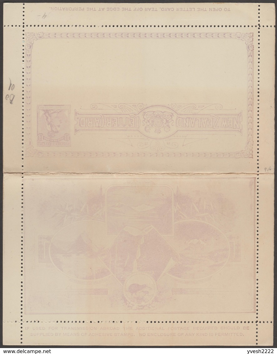 Nouvelle-Zélande 1895. 7 entiers postaux, cartes-lettres, montagnes et kiwis