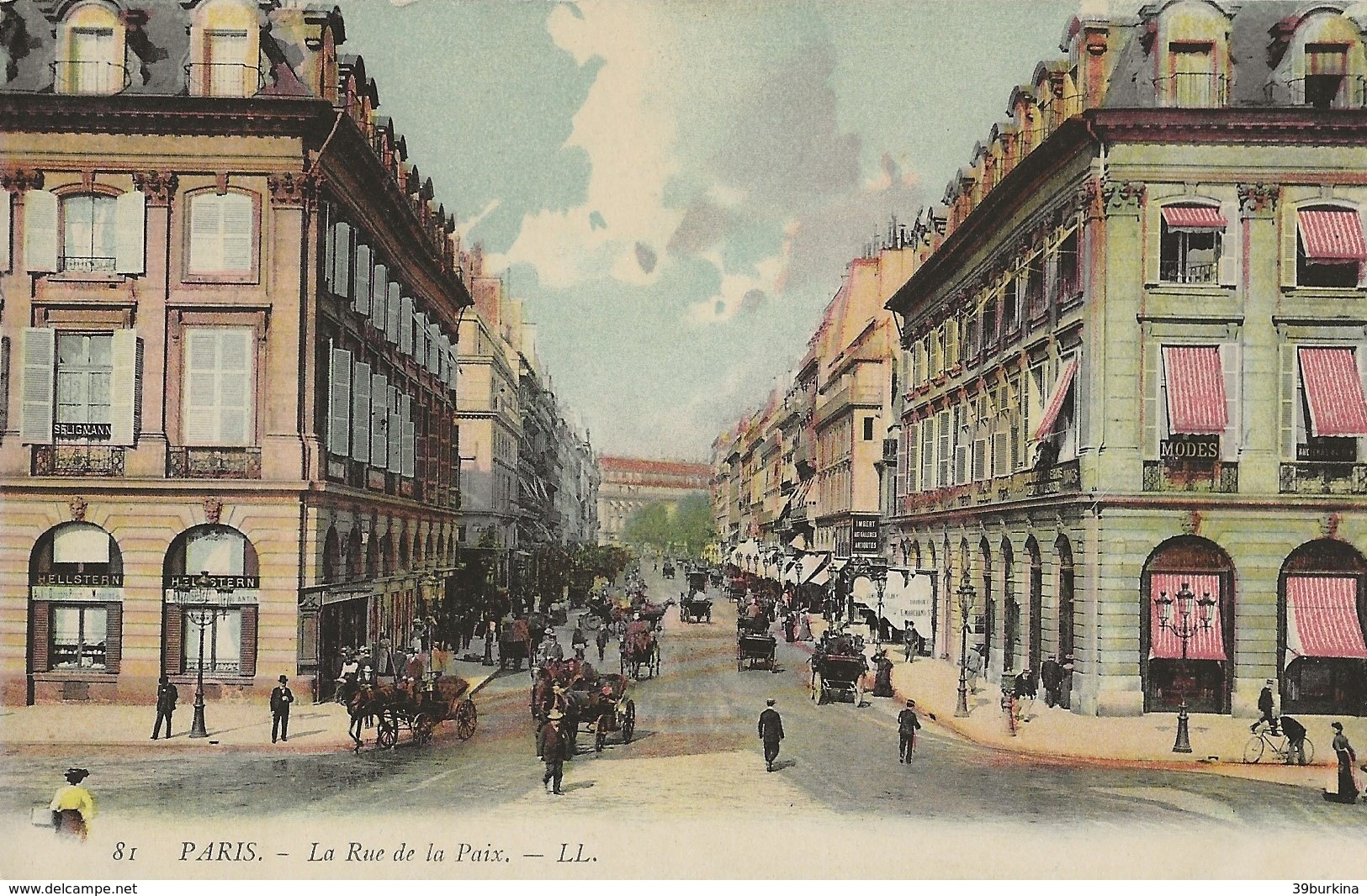 PARIS Rue De La PaiX  Belle Epoque 1905/14 Colorée - Autres & Non Classés