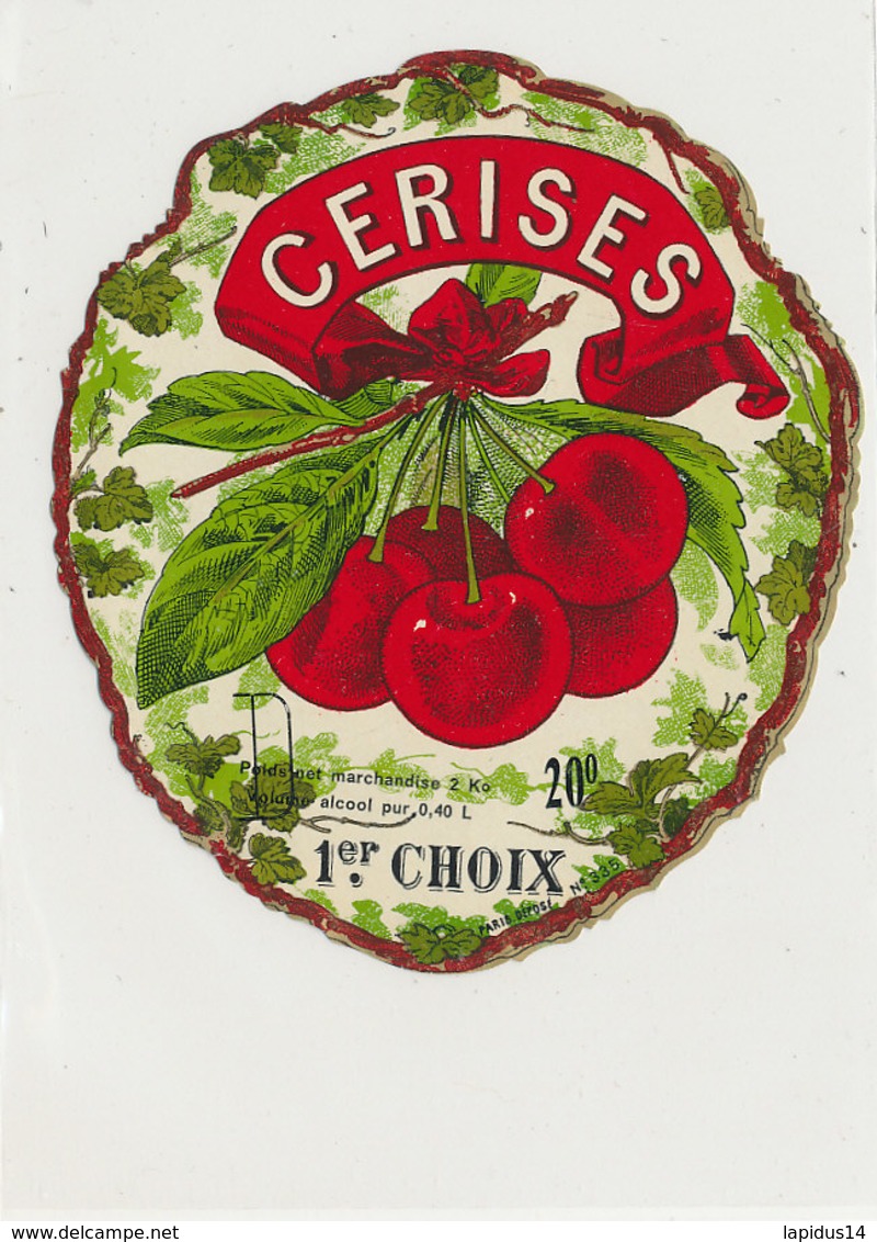 AN 793  / ETIQUETTE  - CERISES  1er CHOIX     N° 335 - Fruits Et Légumes