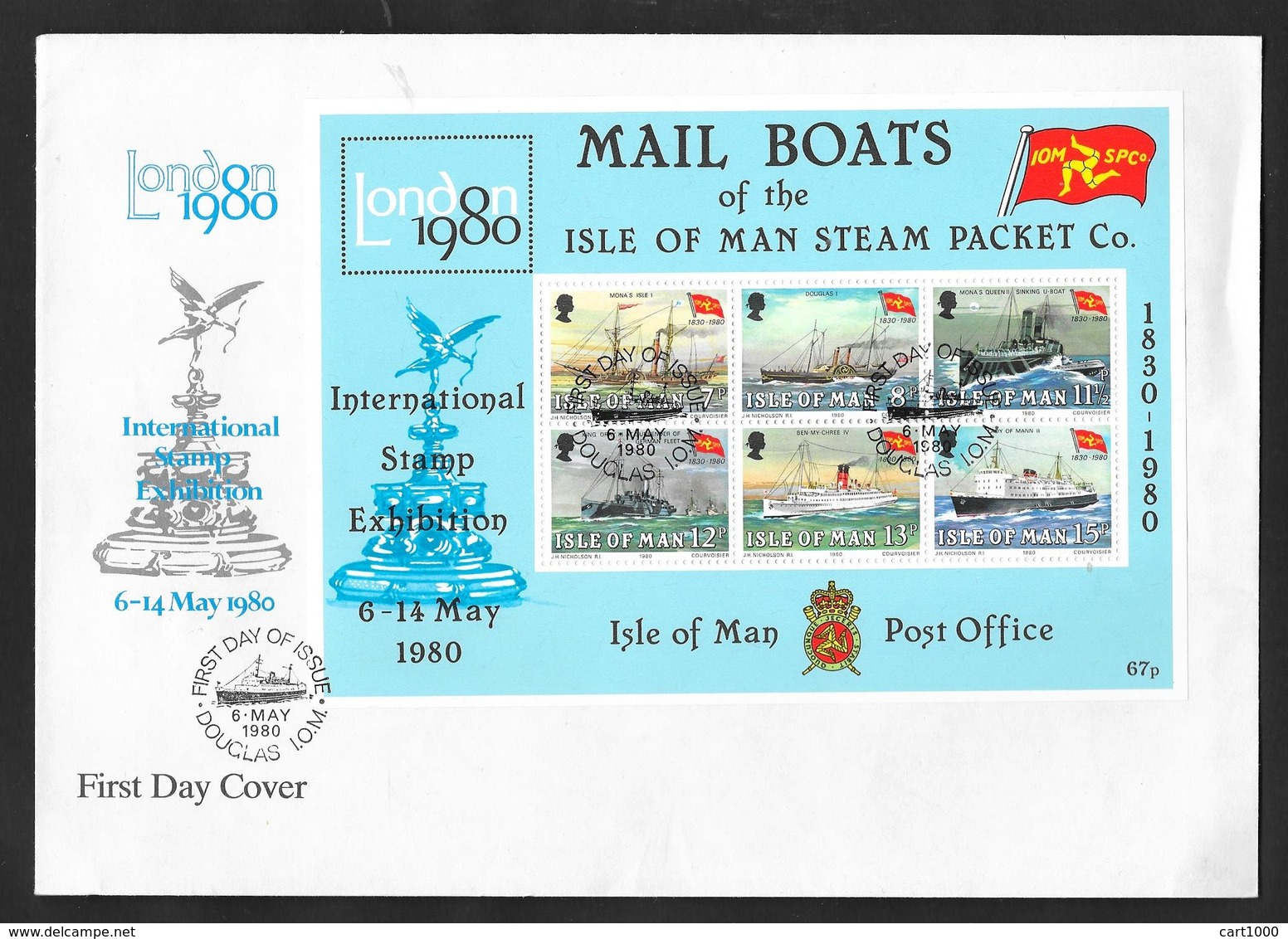 1980 ISLE OF MAN LONDON INTERNATIONAL STAMP EXHIBITION MAIL BOATS - Isola Di Man