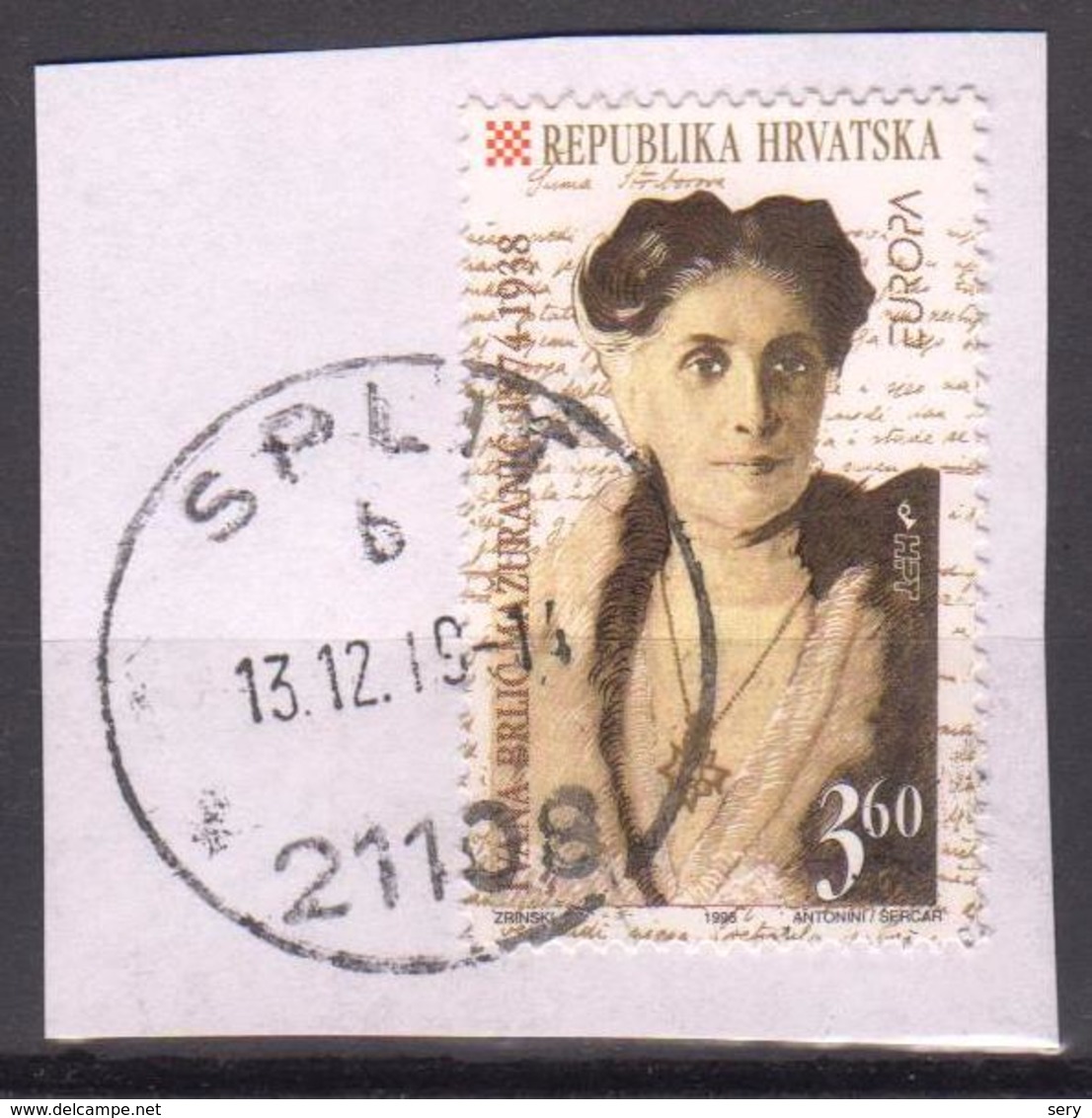 Croatia 1996 1 V Used EUROPA Ivana Brlić-Mažuranić Croatian Writer - Donne Celebri