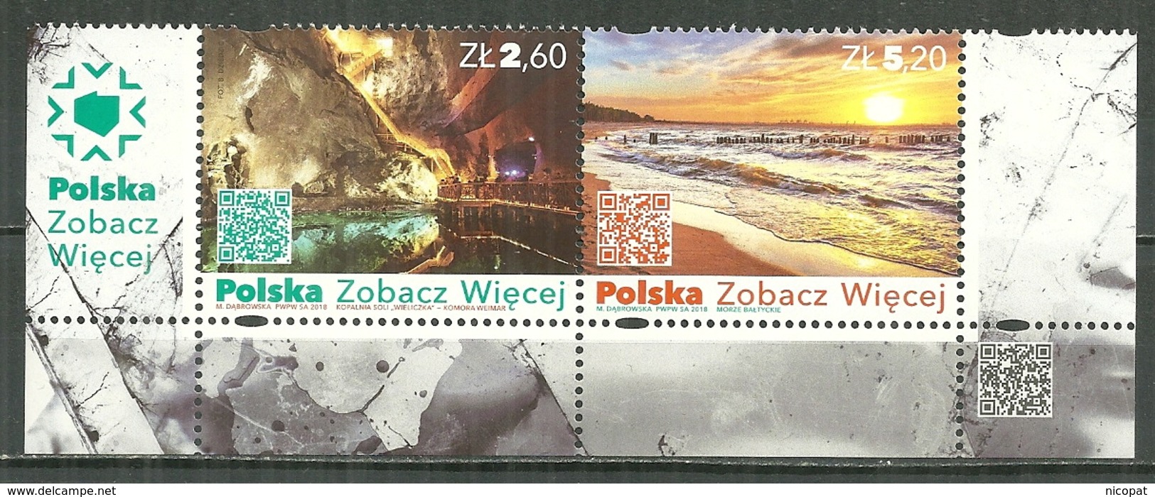 POLAND MNH ** 4601-4602 Tourisme Mines De Sel De Wieliczka Vacances Plage Sea Mine Tourisme Tourism - Ungebraucht