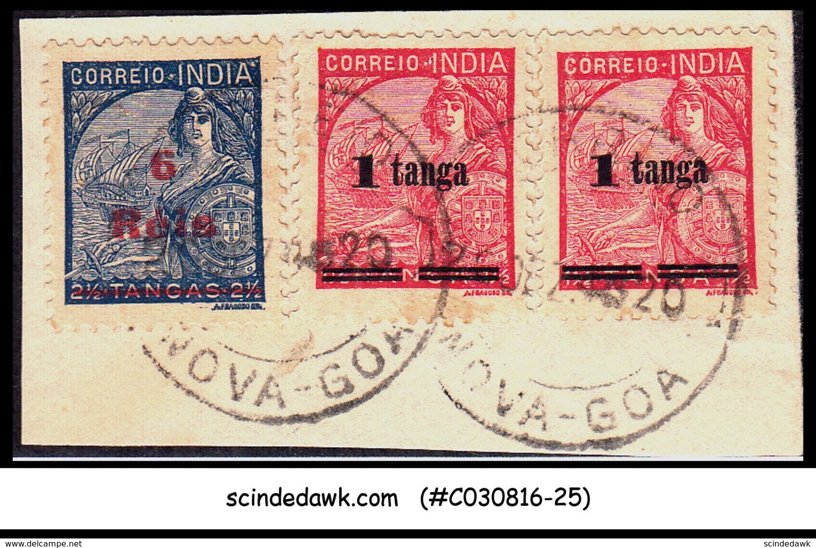 PORTUGESE INDIA - 1941-46 SCOTT#454 & 463 On ENVELOPE CUT-OUT - USED - India Portoghese