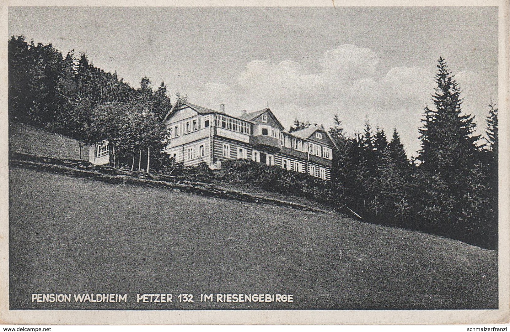 AK Riesengebirge Pension Waldheim Hotel Baude Bouda A Petzer Pec Groß Aupa Velka Upa Freiheit Marschendorf Johannisbad - Sudeten