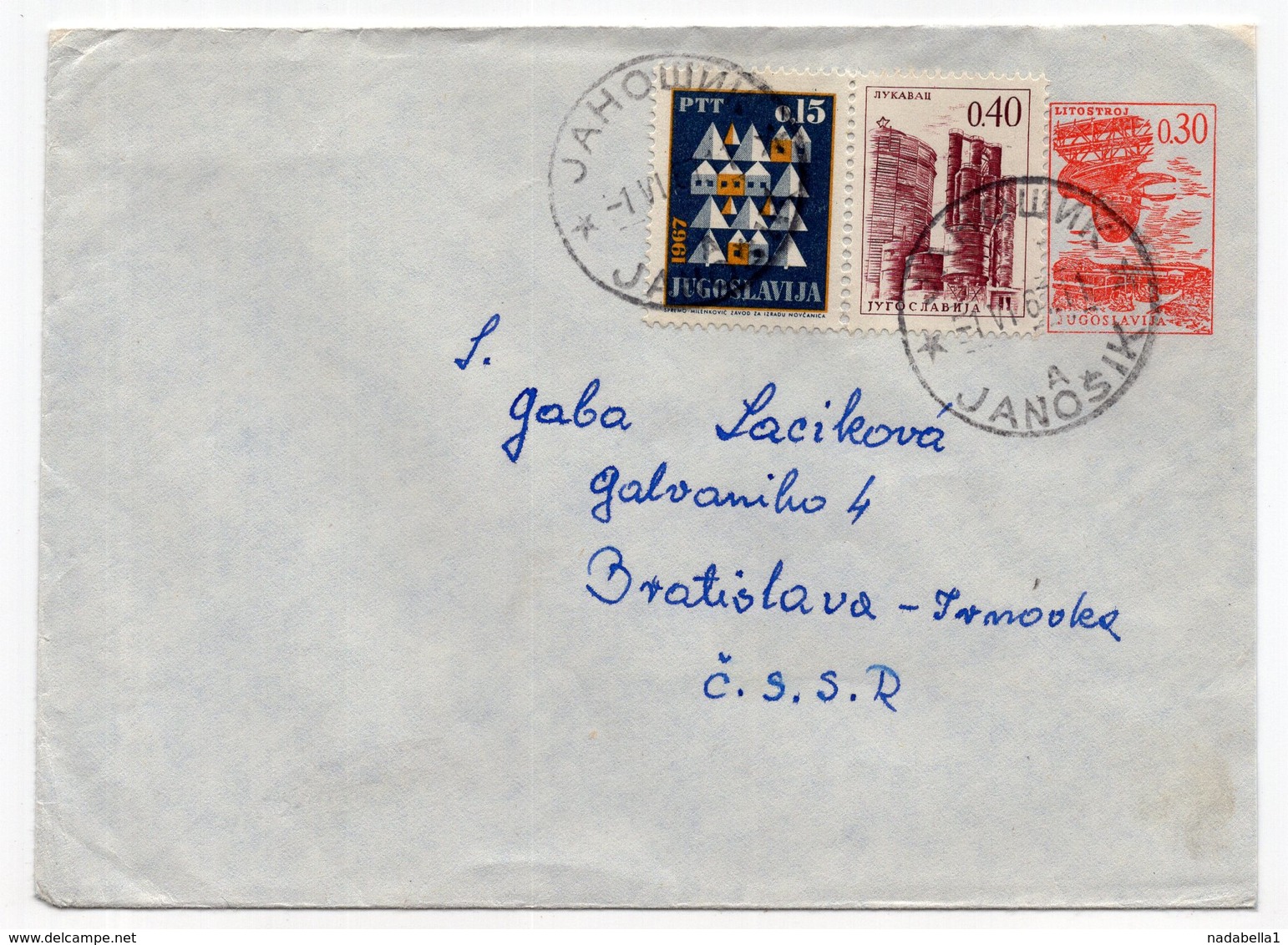 1967 YUGOSLAVIA, SERBIA, JÁNOŠÍK TO BRATISLAVA, CZECHOSLOVAKIA, STATIONERY COVER - Postal Stationery
