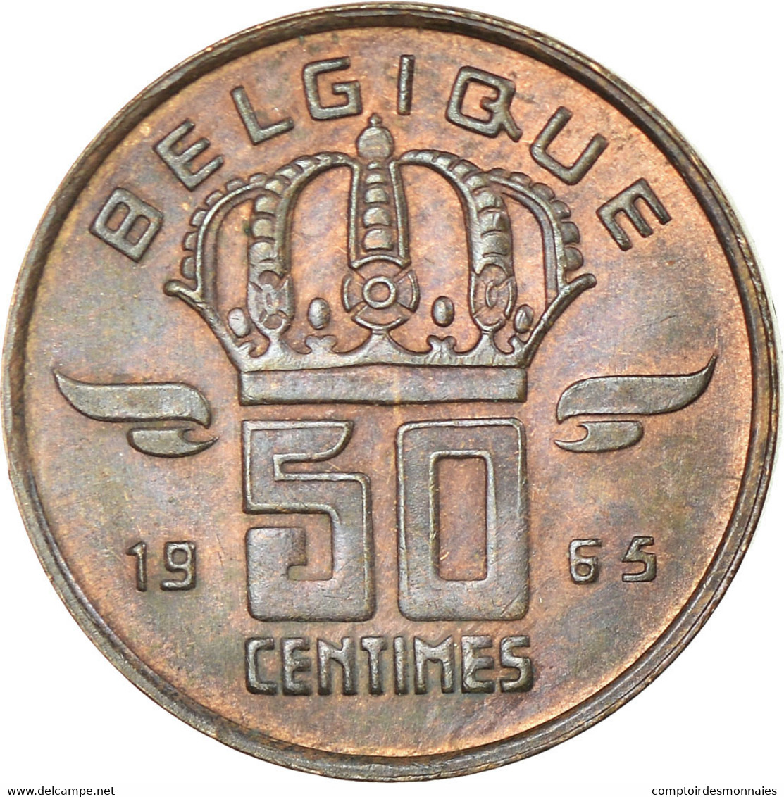 Monnaie, Belgique, Baudouin I, 50 Centimes, 1965, TTB, Bronze, KM:148.2 - 50 Cent