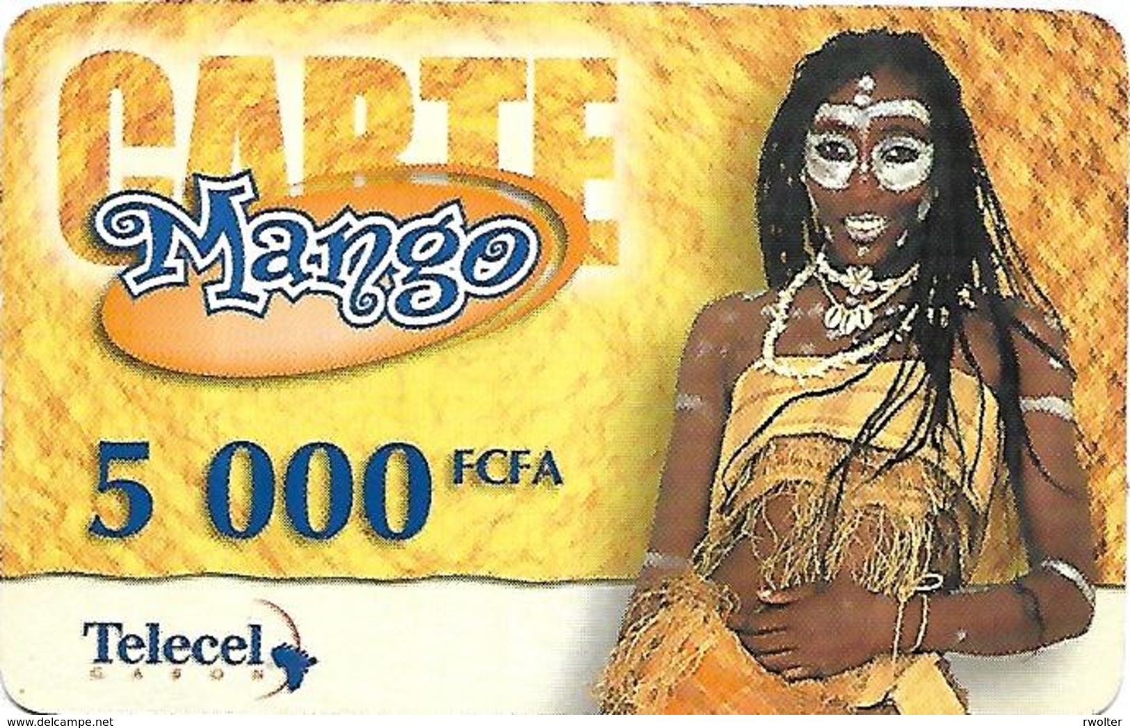 @+ Gabon - Telecel Mango 5000 FCFA - Femme (31/12/2001) - Gabon