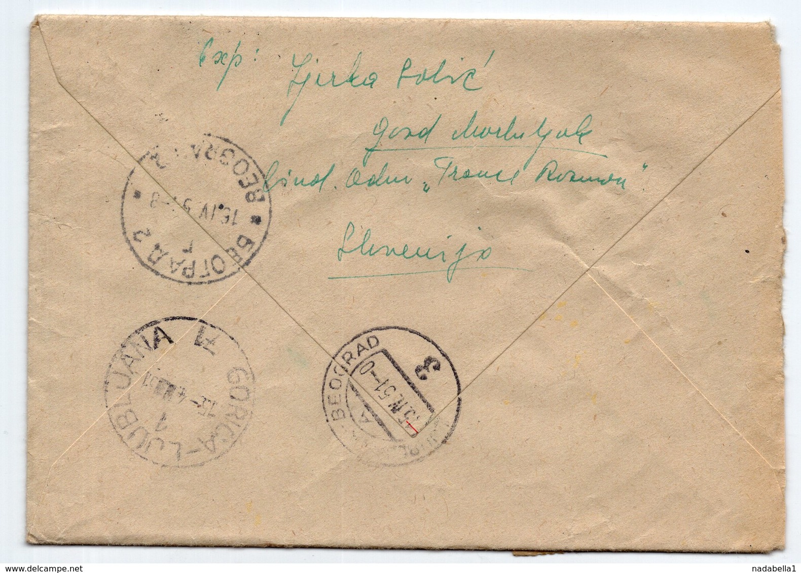 1951 YUGOSLAVIA,SLOVENIA,GOZD MARTULJEK TO BELGRADE,TPO 71 GORICA-LJUBLJANA &TPO 3,REGISTERED,EXPRESS STATIONERY COVER - Postal Stationery