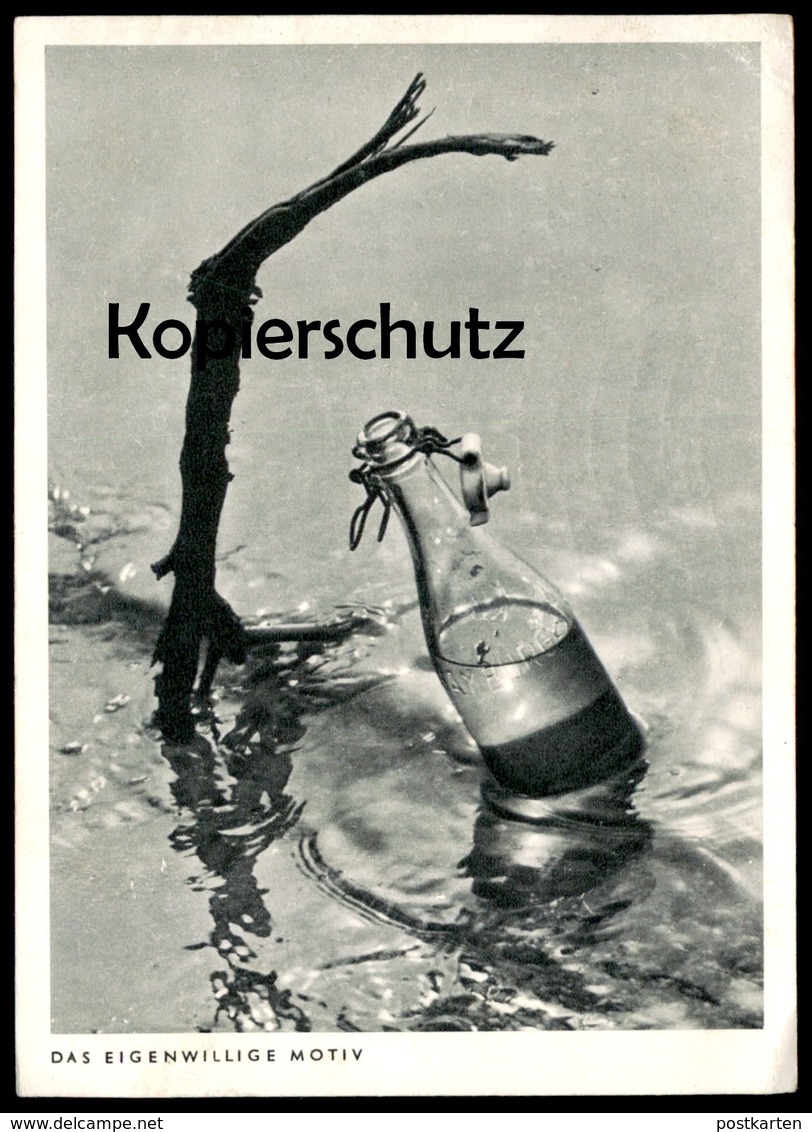 ÄLTERE POSTKARTE DAS EIGENWILLIGE MOTIV FLASCHE IM WASSER WEINFLASCHE VERSCHLUSS FOTO PHOTO PORST Bottle Bouteille AK - Fotografie