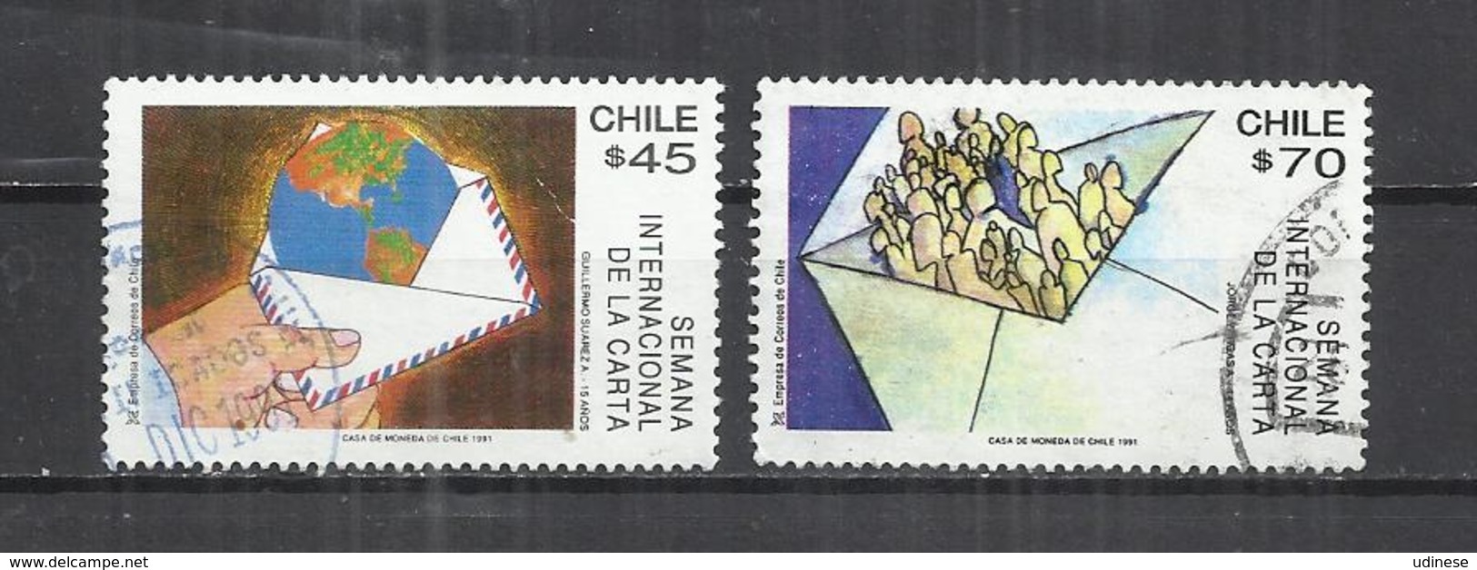 CHILE 1991 - INTERNATIONAL LETTER WEEK - CPL. SET - POSTALLY USED OBLITERE GESTEMPELT USADO - Chili