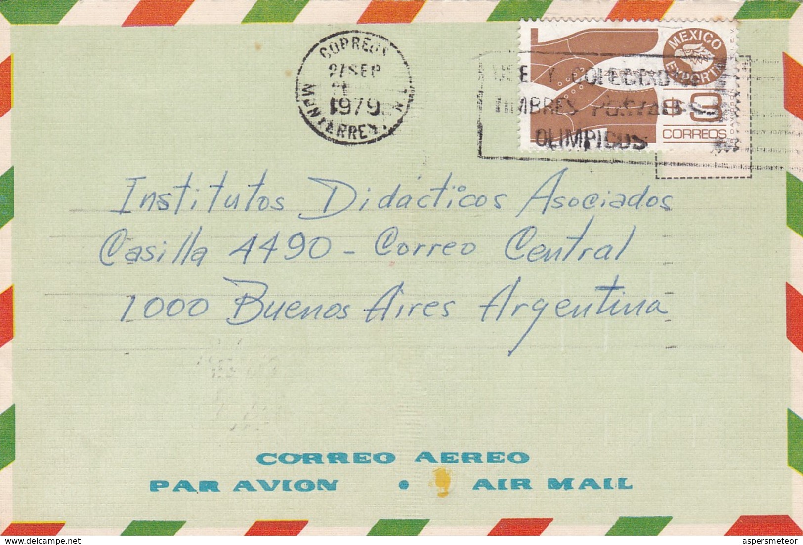 MEXICO AIRMAIL CIRCULATED 1979. MONTERREY TO BUENOS AIRES, ARGENTINA.  -LILHU - Messico