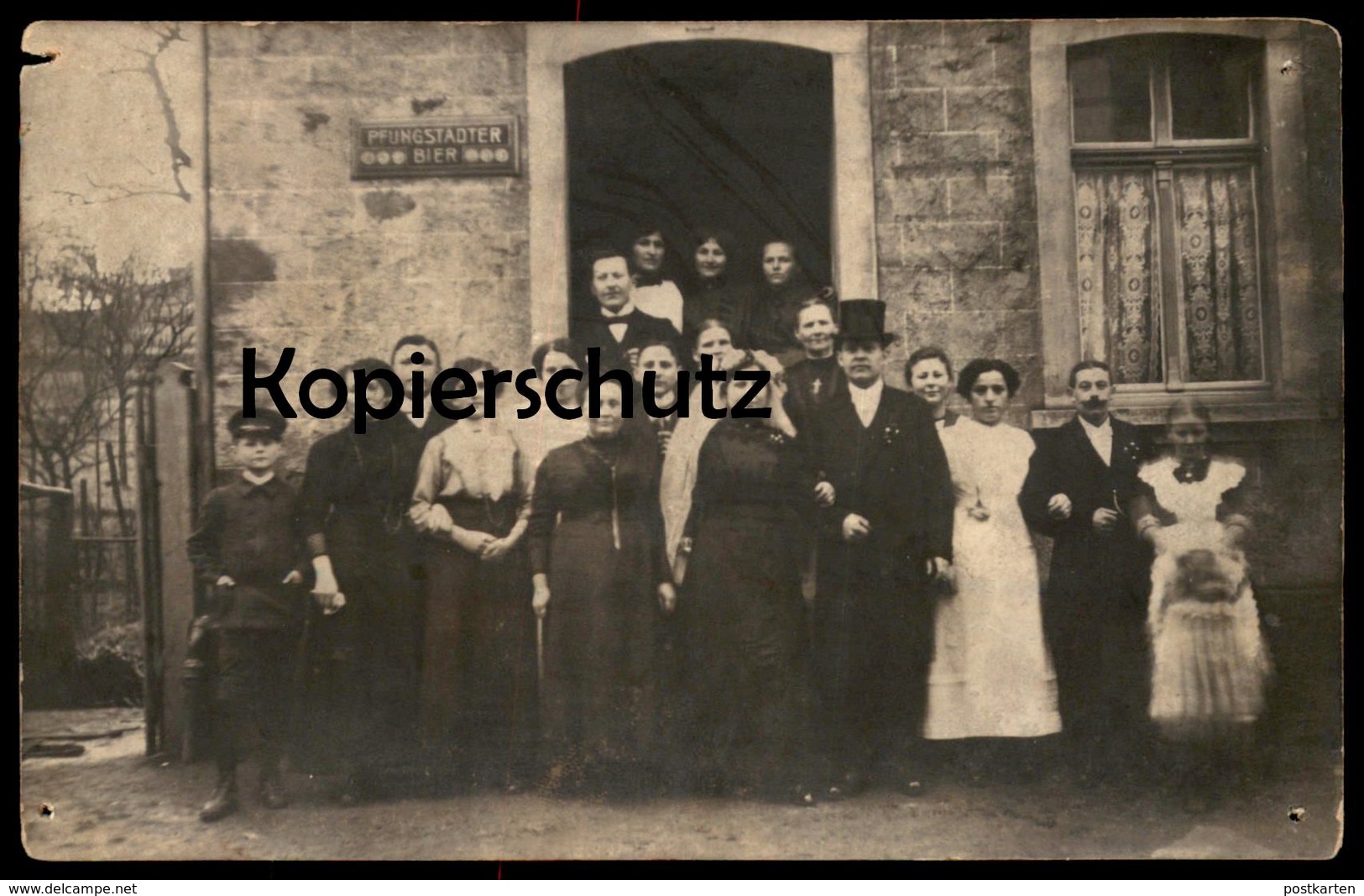 ALTE FOTO POSTKARTE HOCHZEIT VOR GASTHAUS VERM. PFUNGSTADT PFUNGSTÄDTER BIER Marriage Mariage Ansichtskarte Cpa Postcard - Pfungstadt