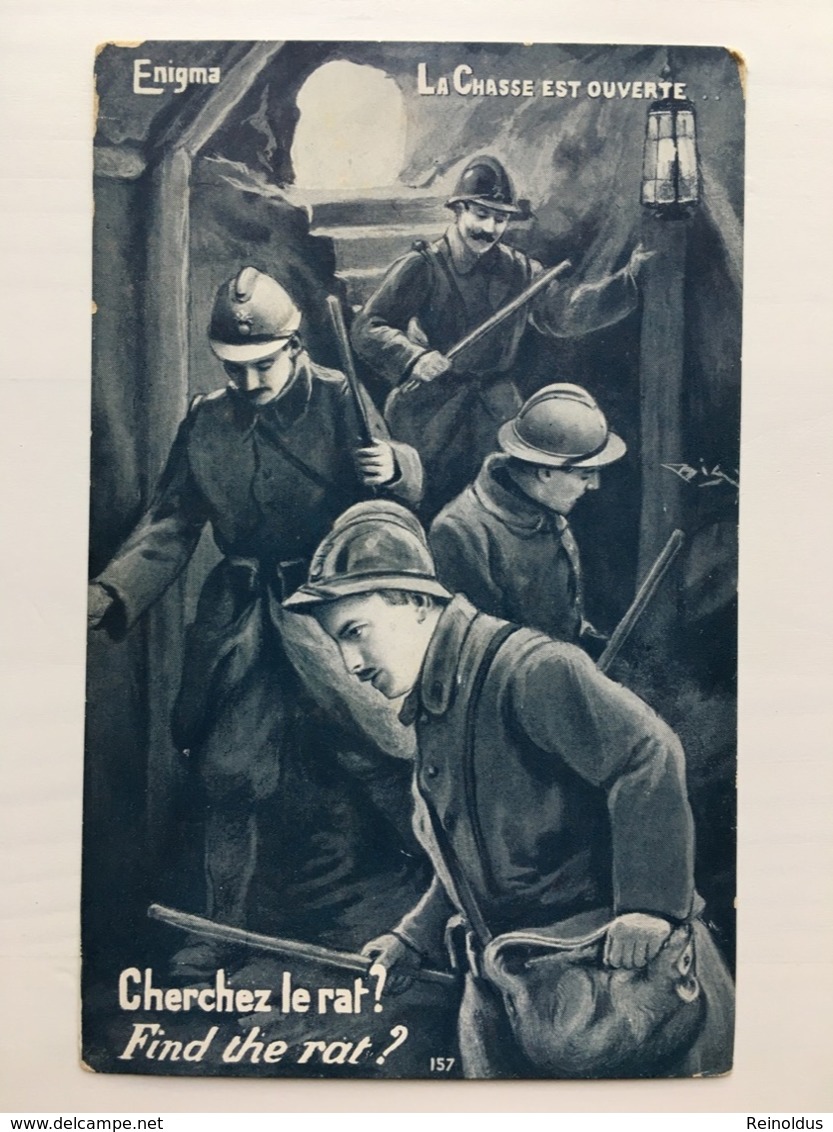 Ak Cherchez Le Rat La Find The Rat Chasse Est Ouverte Enigma Edition Sid Paris - Guerre 1914-18