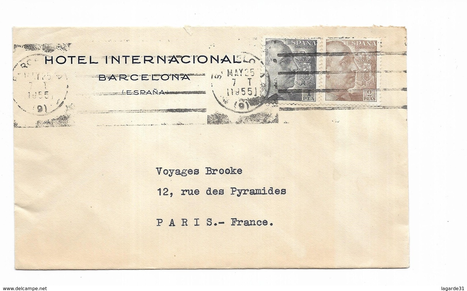 1955 Espagne Hotel Internacional Barcelona - Frankeermachines (EMA)