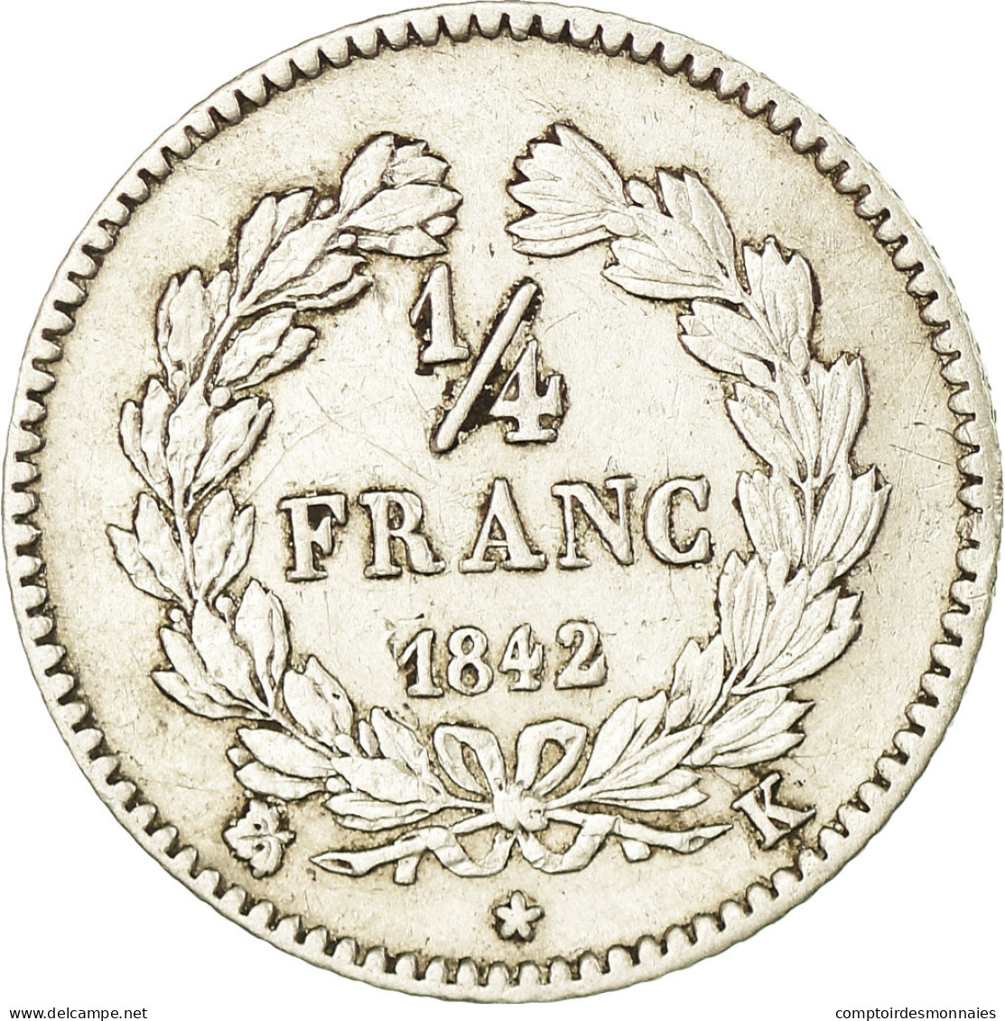 Monnaie, France, Louis-Philippe, 1/4 Franc, 1842, Bordeaux, TTB, Argent - F. 25 Centimes